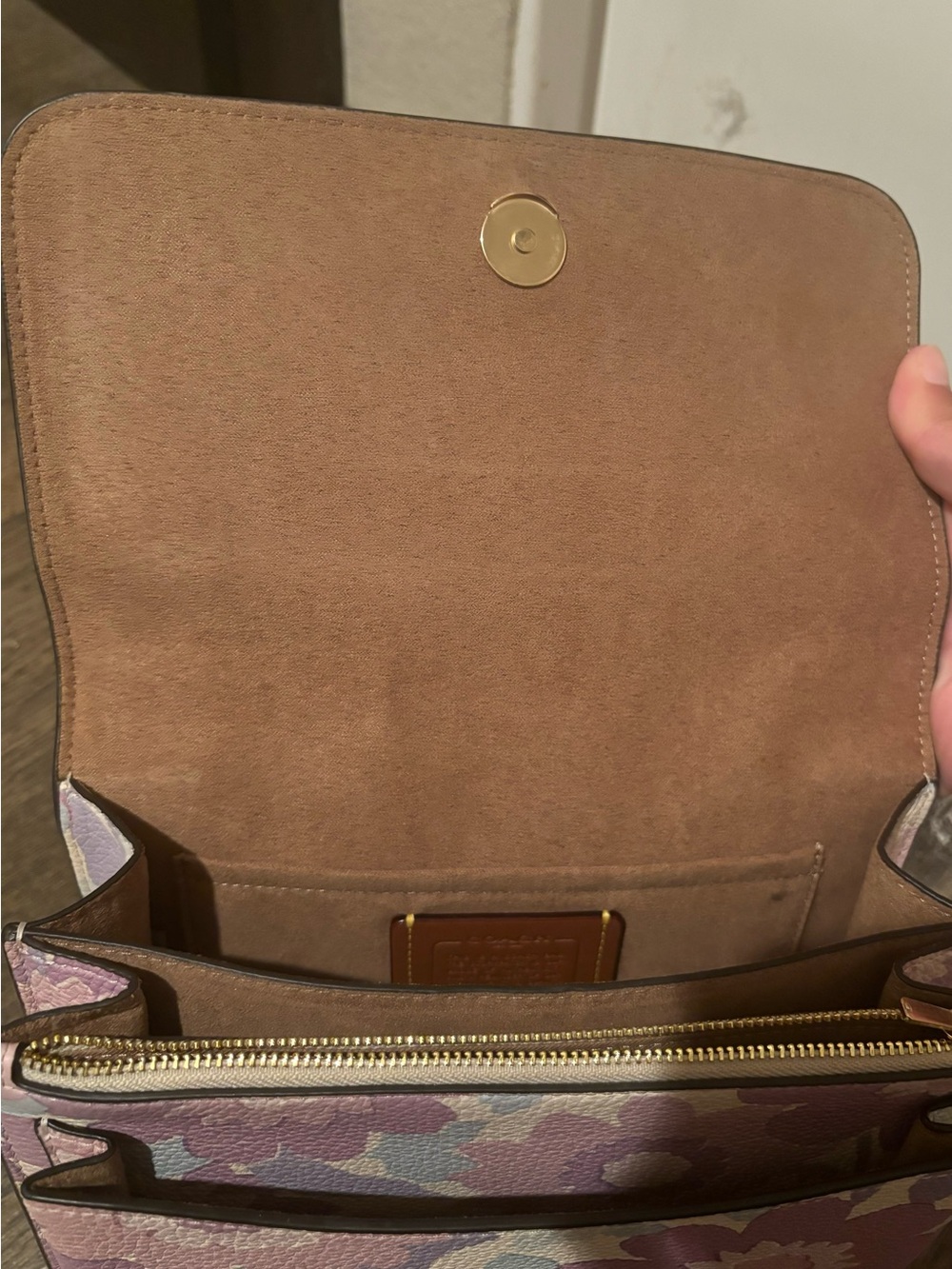 COACH Floral Leather Crossbody Bag in Pastel Lavender and Cream - Picture 6 of 6